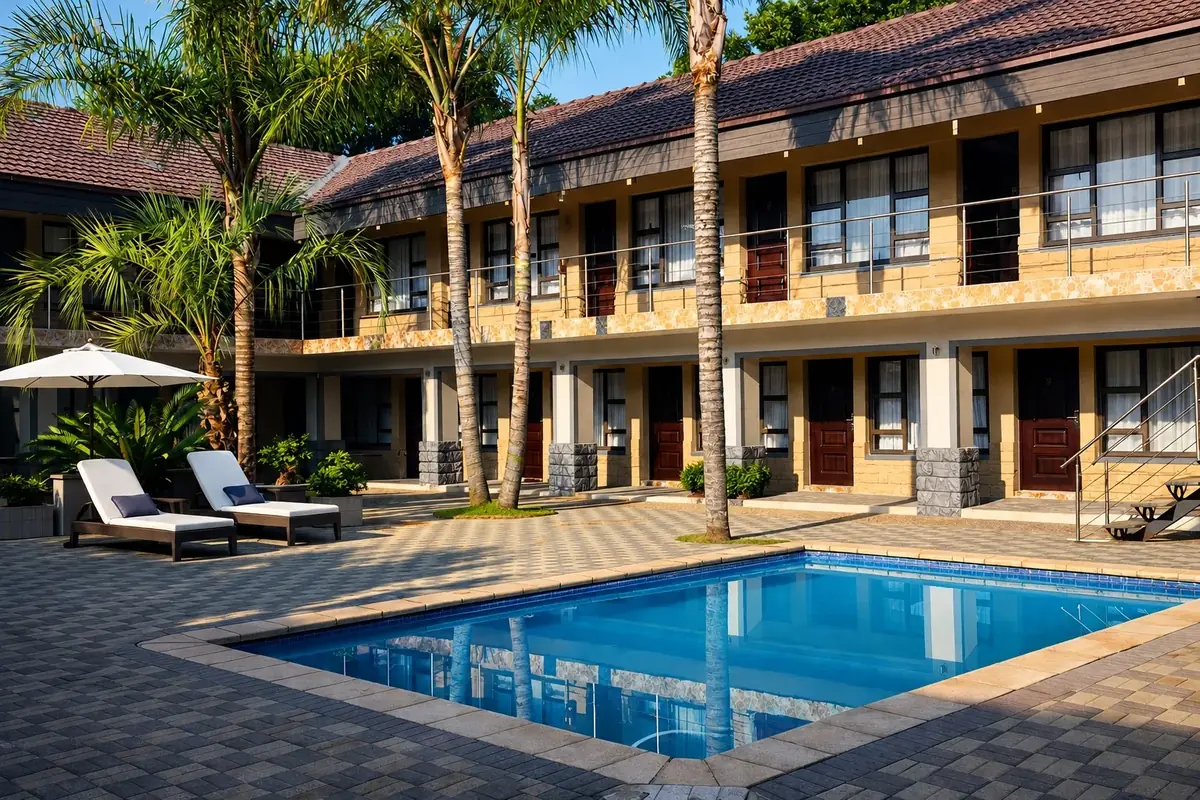 Europrime Hotels Lakefield pool and rooms